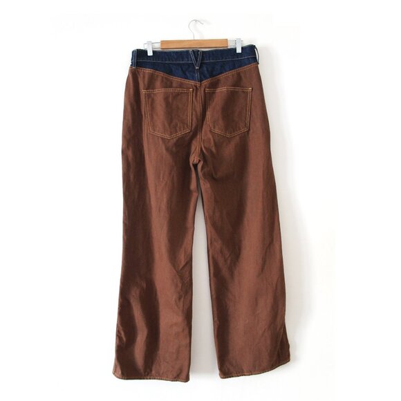 Veronica Beard Taylor Wide-Leg High-Rise Jeans 33" / Size 31 / Lasso Brown Navy - Picture 6 of 11